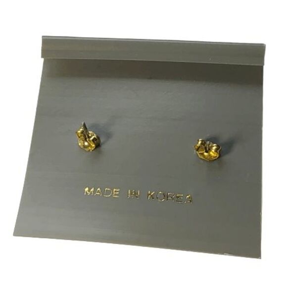 Vintage Gold & Blue Enamel Hypo-Allergenic Pierced Stud Earrings - Picture 2 of 3